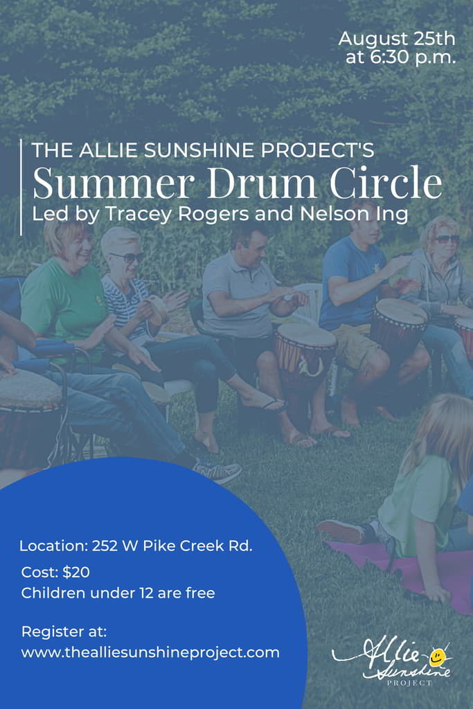 drum circle in our Healing Garden with Tracey Rogers and Nelson Ing